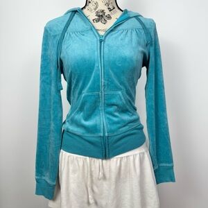 Light blue velour zip up jacket